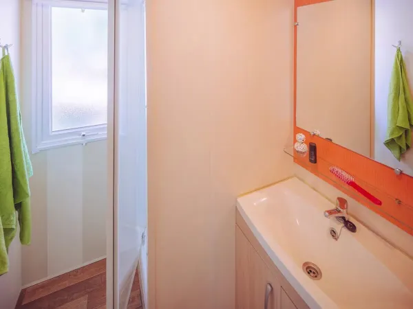 Roan Comfort Plus Relax badkamer met douche en wasbak.