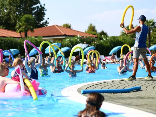 Aqua gym bij Roan camping Bella Italia.