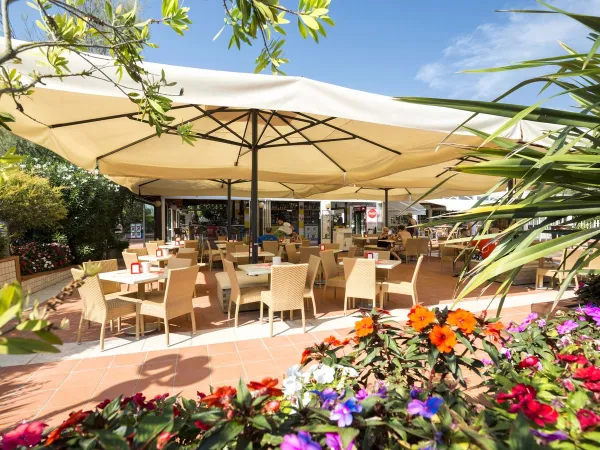 Het terras van Roan camping Sant Angelo.