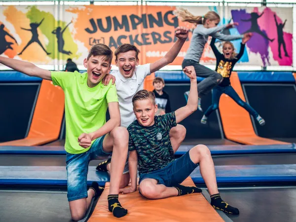 Trampolinepark bij Roan camping Ackersate.