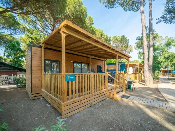 De stacaravan Premium Lounge op Roan camping Del Forte.