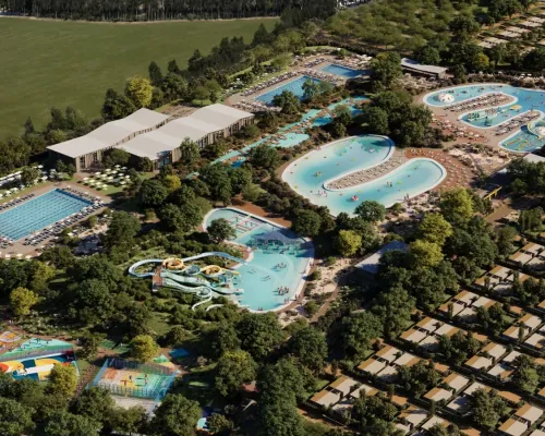 AI gegenereerd beeld van een accommodatie straatje op Roan camping hu Eraclea Mare.
