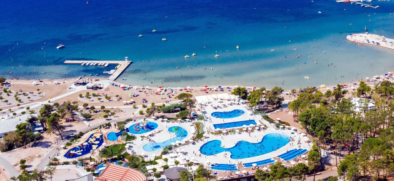 Pool view camping Zaton Holiday Resort.