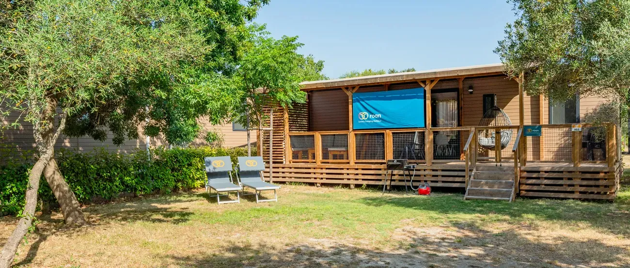 Luxe stacaravan op Roan camping Domaine de la Yole.